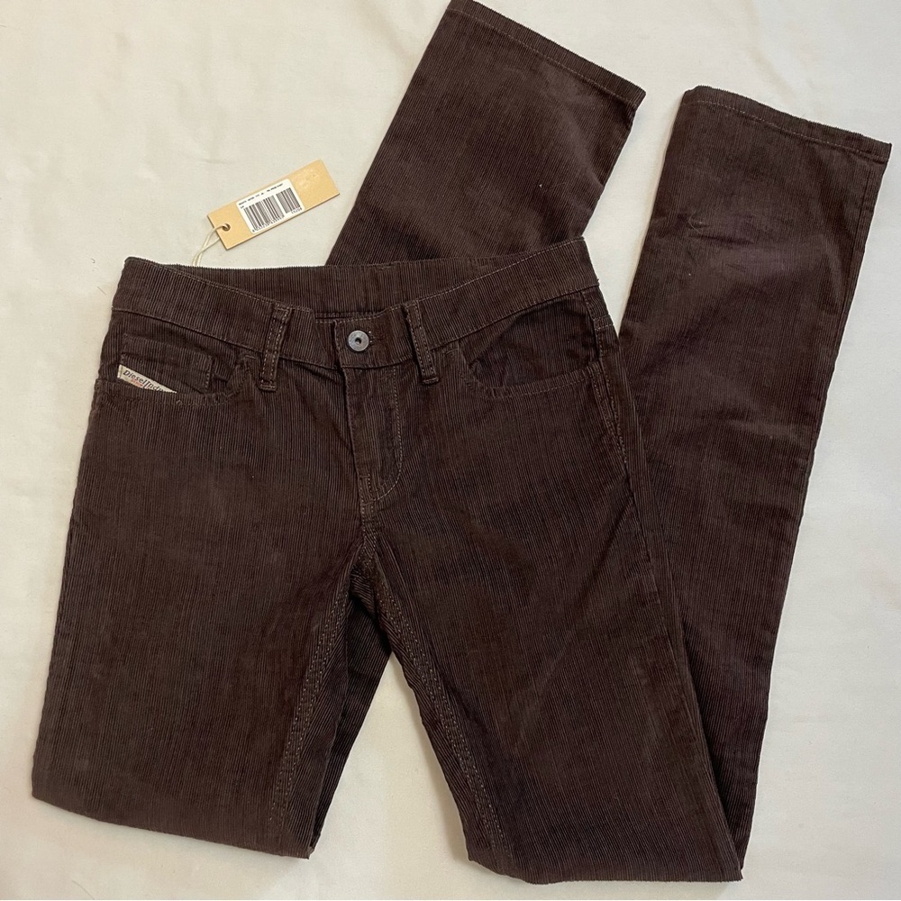 NWT New Diesel Straight Leg Corduroy Brown Pants Size 24